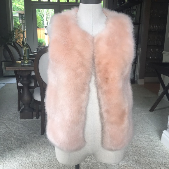 Topshop Jackets & Blazers - Top Shop blush pink faux fur vest